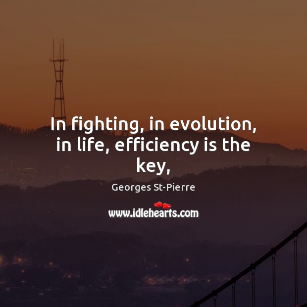 In fighting, in evolution, in life, efficiency is the key, Georges St-Pierre Picture Quote
