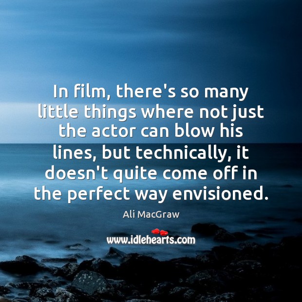 In film, there’s so many little things where not just the actor Ali MacGraw Picture Quote