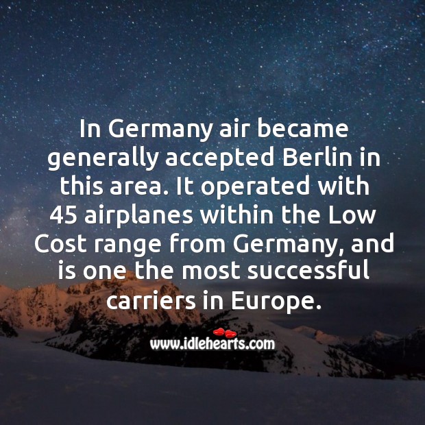In germany air became generally accepted berlin in this area. 