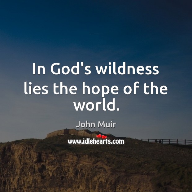 In God’s wildness lies the hope of the world. John Muir Picture Quote
