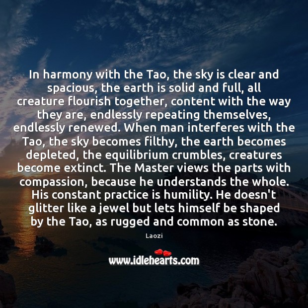 In harmony with the Tao, the sky is clear and spacious, the Image