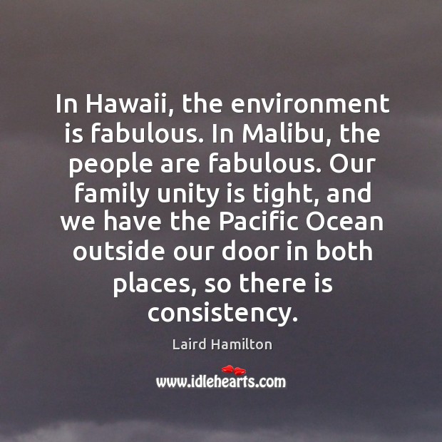 In Hawaii, the environment is fabulous. In Malibu, the people are fabulous. 