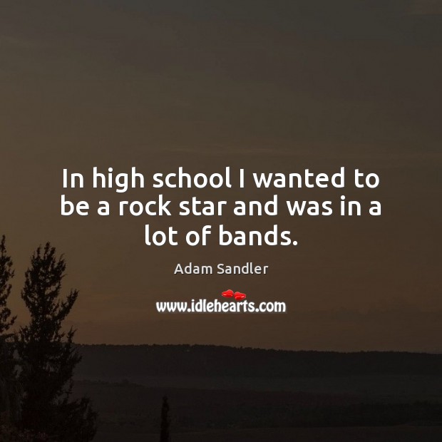 In high school I wanted to be a rock star and was in a lot of bands. Adam Sandler Picture Quote