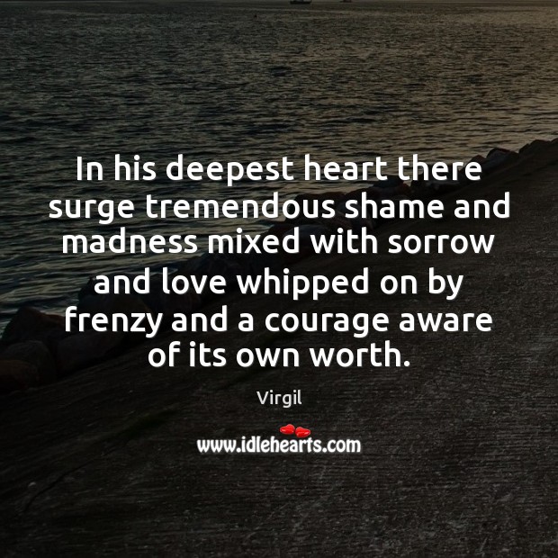 In his deepest heart there surge tremendous shame and madness mixed with Virgil Picture Quote