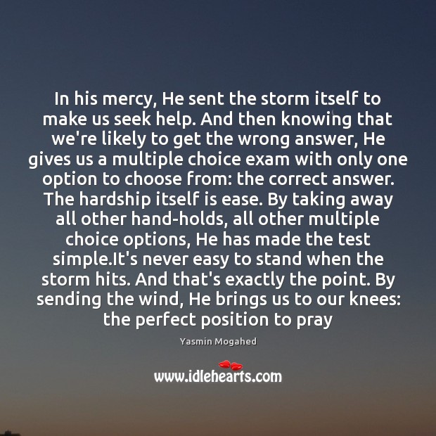 In his mercy, He sent the storm itself to make us seek Help Quotes Image