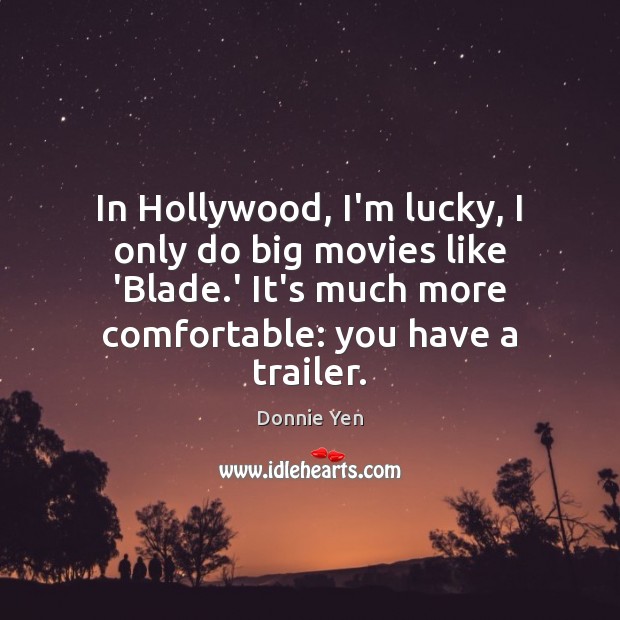 In Hollywood, I’m lucky, I only do big movies like ‘Blade.’ Image