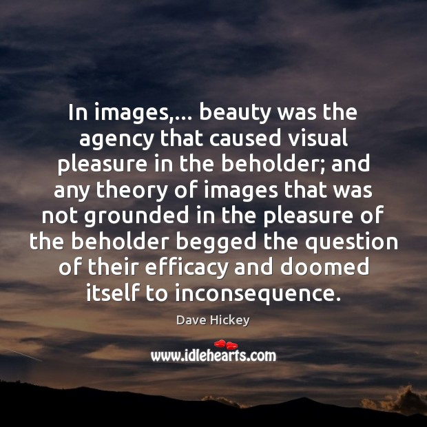 In images,… beauty was the agency that caused visual pleasure in the Dave Hickey Picture Quote
