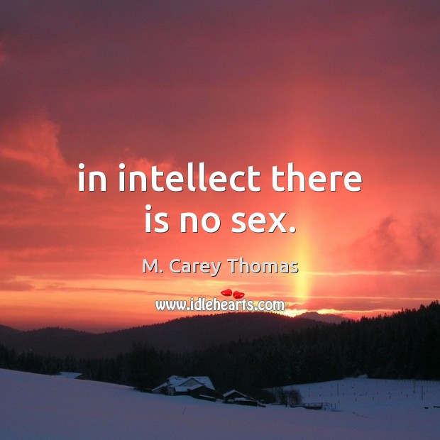 In intellect there is no sex. M. Carey Thomas Picture Quote