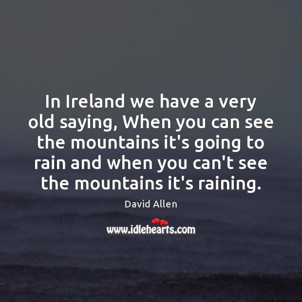 In Ireland we have a very old saying, When you can see David Allen Picture Quote