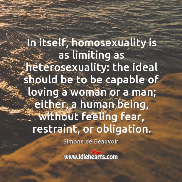 In itself, homosexuality is as limiting as heterosexuality: the ideal should be Image