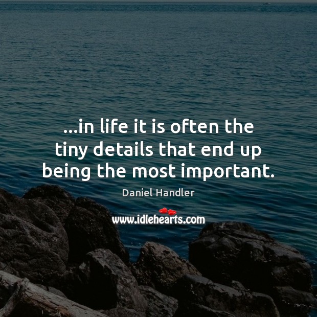 …in life it is often the tiny details that end up being the most important. Daniel Handler Picture Quote