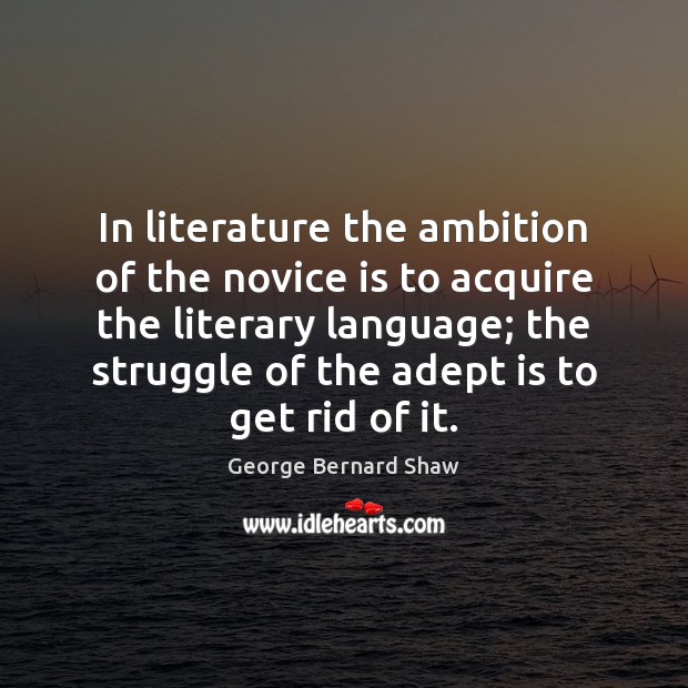 In literature the ambition of the novice is to acquire the literary Image