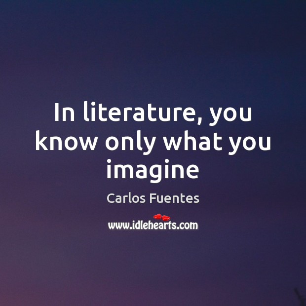 In literature, you know only what you imagine Carlos Fuentes Picture Quote