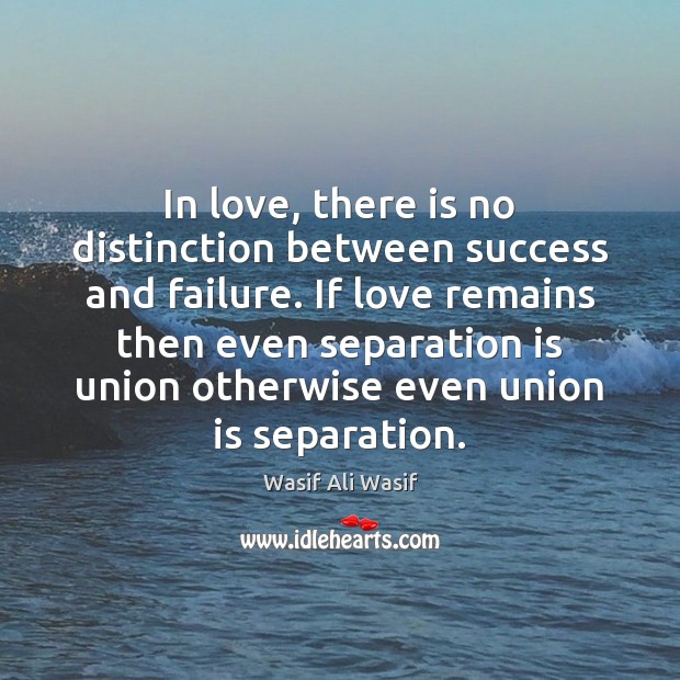 In love, there is no distinction between success and failure. If love Union Quotes Image