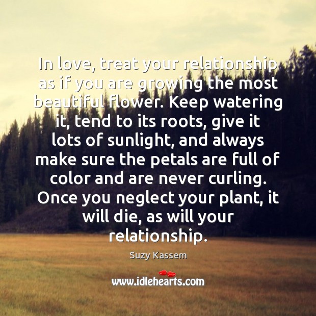 In love, treat your relationship as if you are growing the most Suzy Kassem Picture Quote