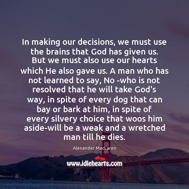 In making our decisions, we must use the brains that God has Alexander MacLaren Picture Quote