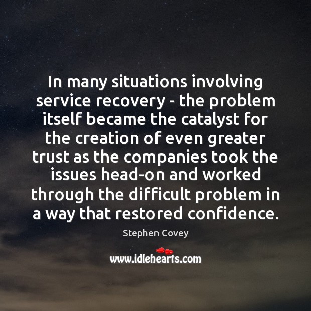 In many situations involving service recovery – the problem itself became the Image