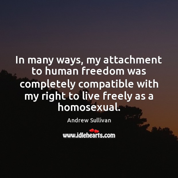 In many ways, my attachment to human freedom was completely compatible with 