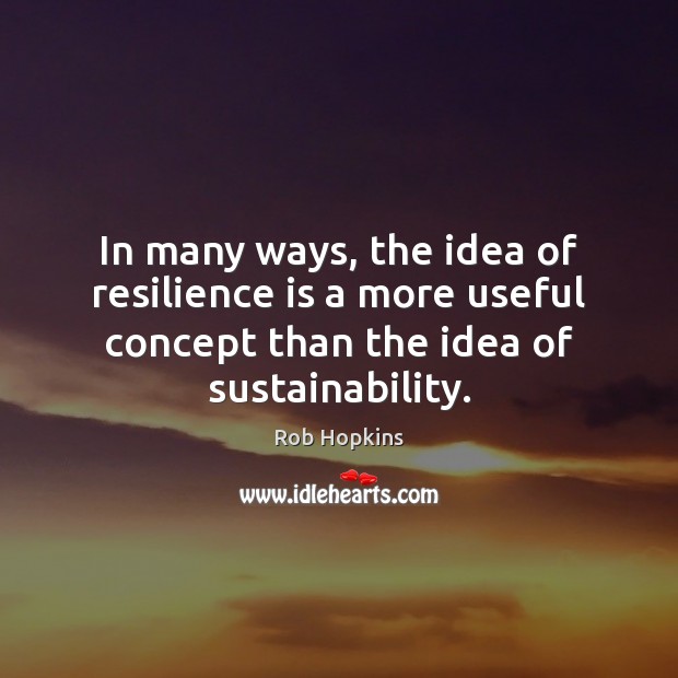 In many ways, the idea of resilience is a more useful concept Rob Hopkins Picture Quote