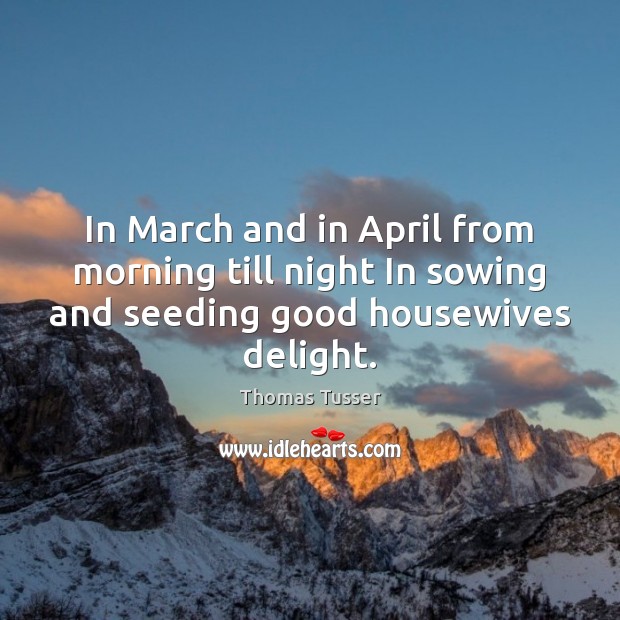 In March and in April from morning till night In sowing and Thomas Tusser Picture Quote