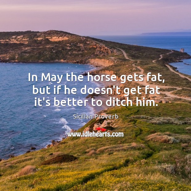 In may the horse gets fat, but if he doesn’t get fat it’s better to ditch him. Image