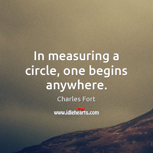In measuring a circle, one begins anywhere. Charles Fort Picture Quote
