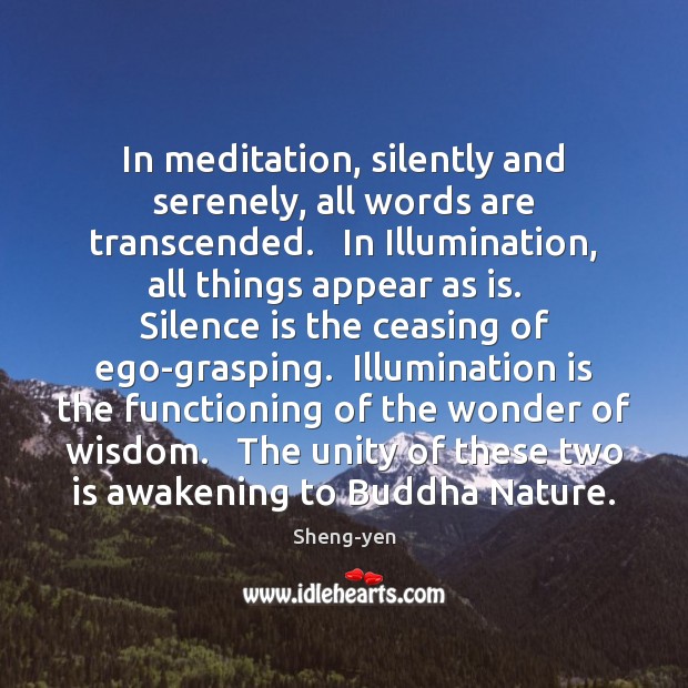 In meditation, silently and serenely, all words are transcended.   In Illumination, all Image