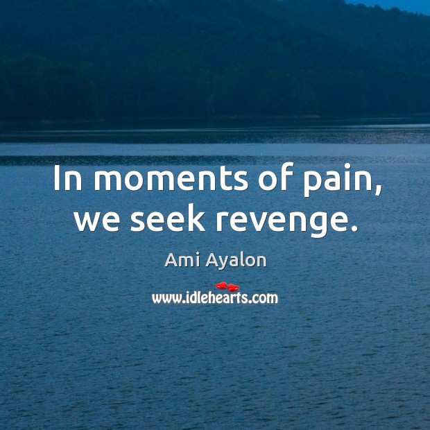 In moments of pain, we seek revenge. Ami Ayalon Picture Quote