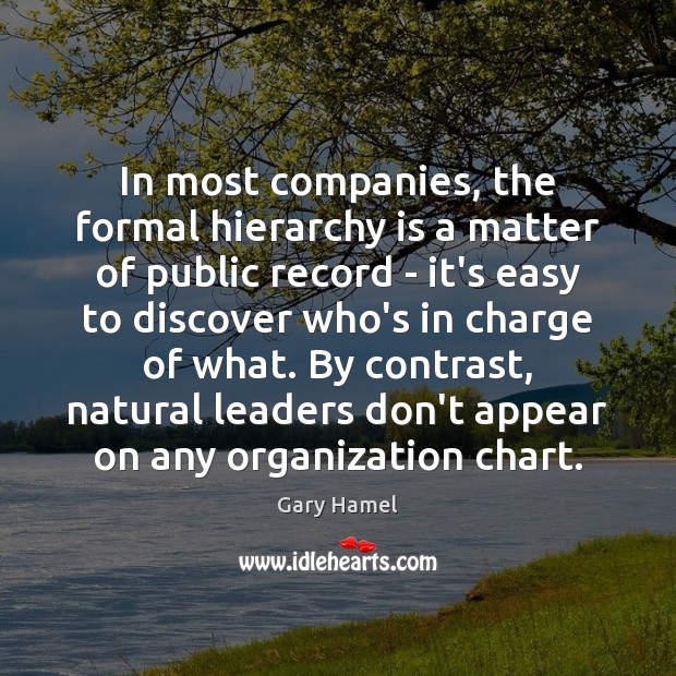 In most companies, the formal hierarchy is a matter of public record Gary Hamel Picture Quote