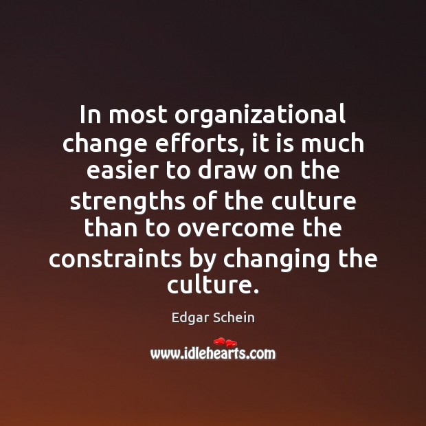 In most organizational change efforts, it is much easier to draw on Edgar Schein Picture Quote