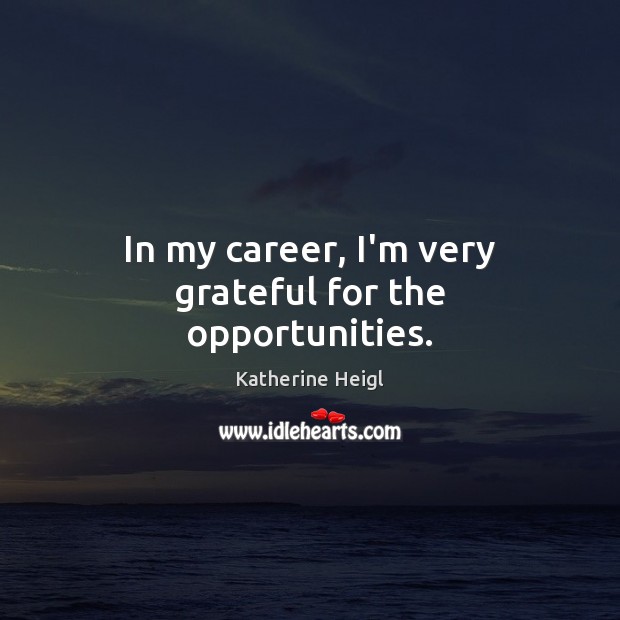 In my career, I’m very grateful for the opportunities. Katherine Heigl Picture Quote