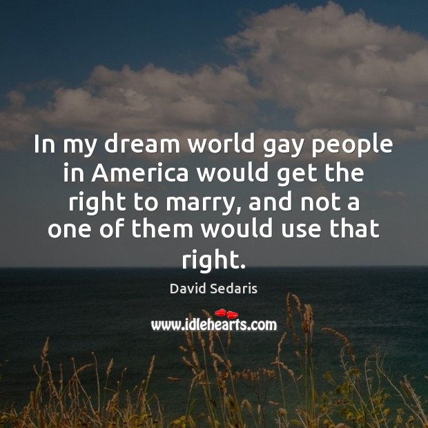 In my dream world gay people in America would get the right David Sedaris Picture Quote