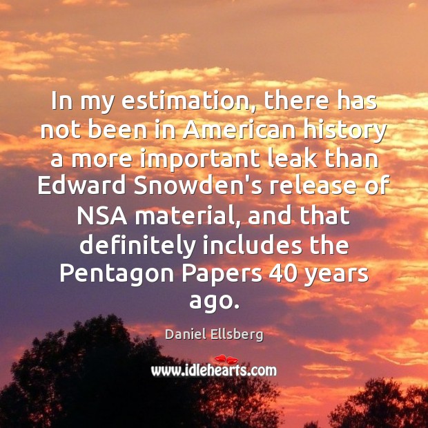 In my estimation, there has not been in American history a more Daniel Ellsberg Picture Quote