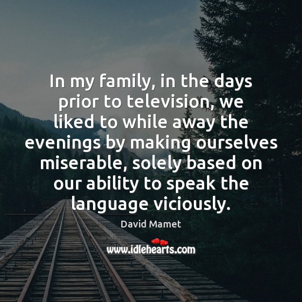 In my family, in the days prior to television, we liked to David Mamet Picture Quote