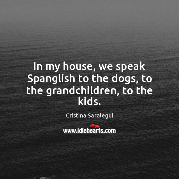 In my house, we speak Spanglish to the dogs, to the grandchildren, to the kids. Image