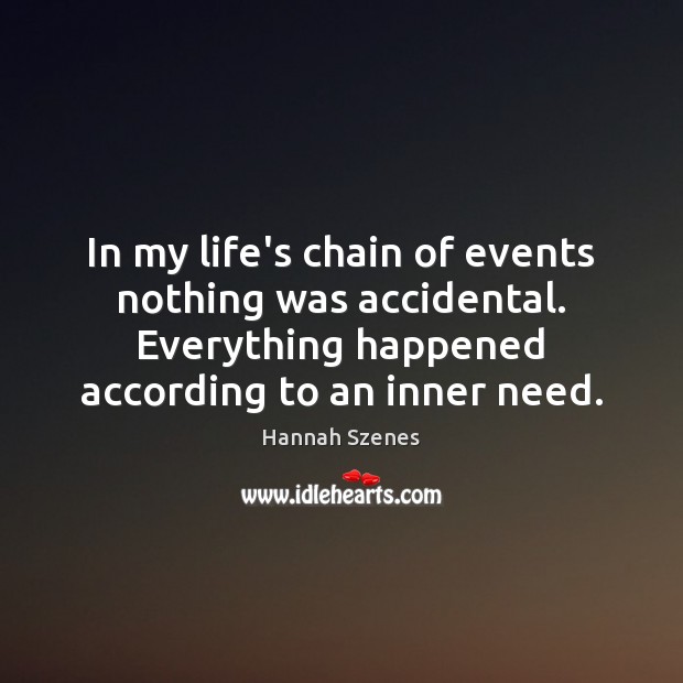 In my life’s chain of events nothing was accidental. Everything happened according Hannah Szenes Picture Quote