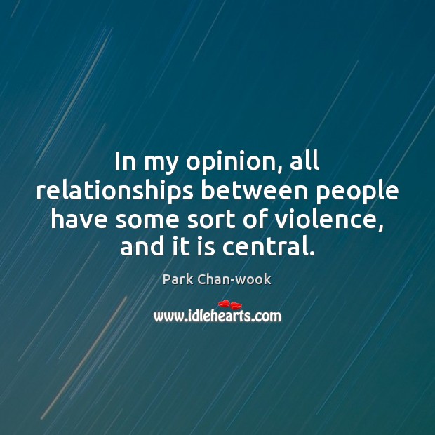 In my opinion, all relationships between people have some sort of violence, Image
