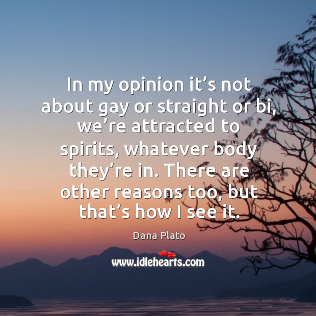 In my opinion it’s not about gay or straight or bi, we’re attracted to spirits Image