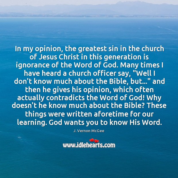 In my opinion, the greatest sin in the church of Jesus Christ Image