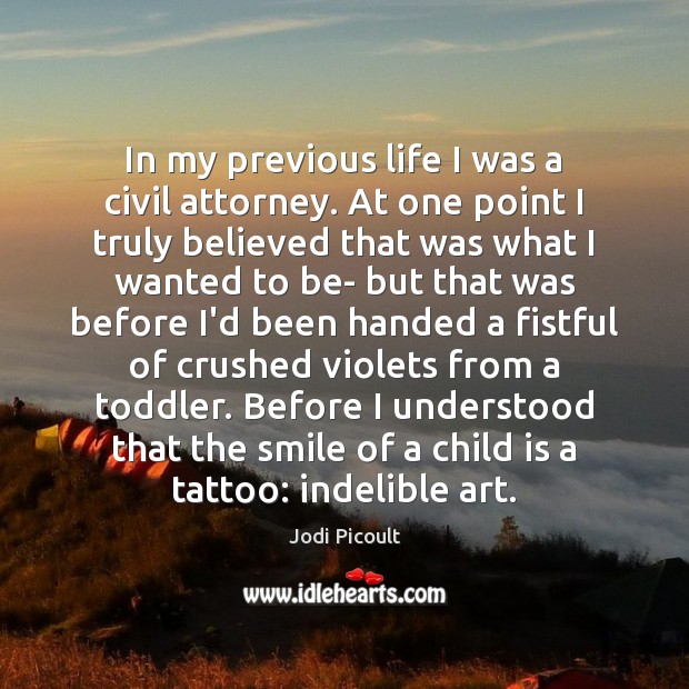 In my previous life I was a civil attorney. At one point Jodi Picoult Picture Quote