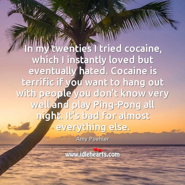 In my twenties I tried cocaine, which I instantly loved but eventually Image