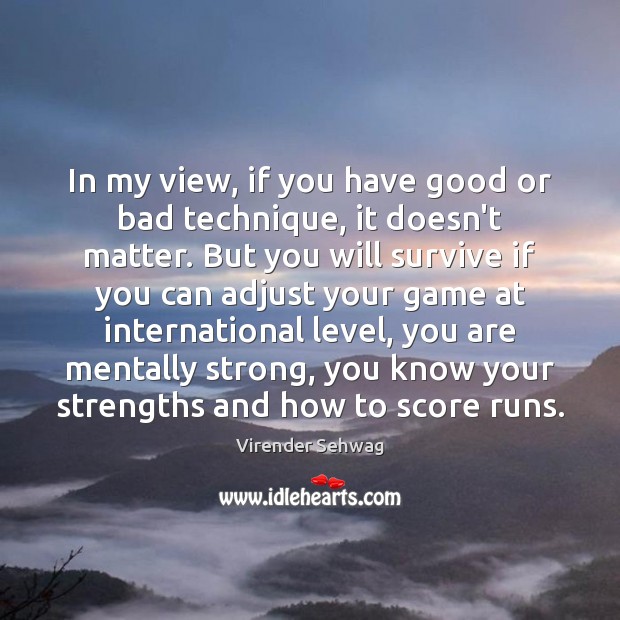 In my view, if you have good or bad technique, it doesn’t Virender Sehwag Picture Quote