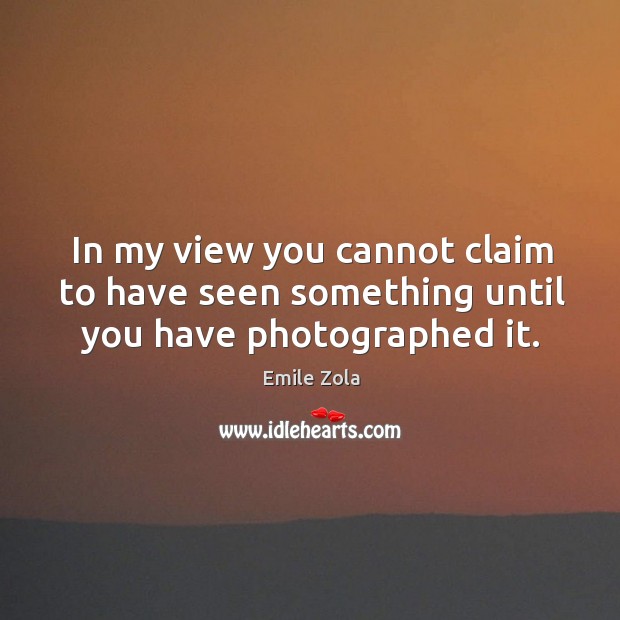 In my view you cannot claim to have seen something until you have photographed it. Image