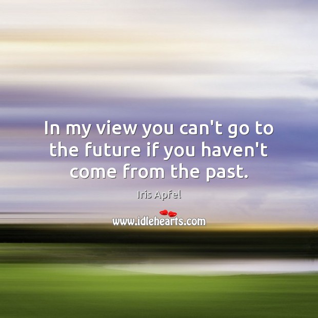 In my view you can’t go to the future if you haven’t come from the past. Iris Apfel Picture Quote