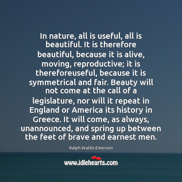 In nature, all is useful, all is beautiful. It is therefore beautiful, 