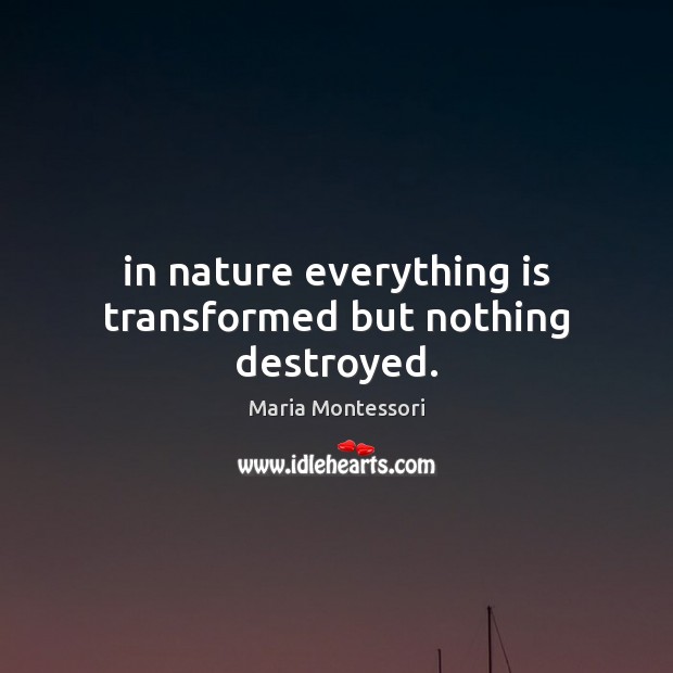 In nature everything is transformed but nothing destroyed. Nature Quotes Image