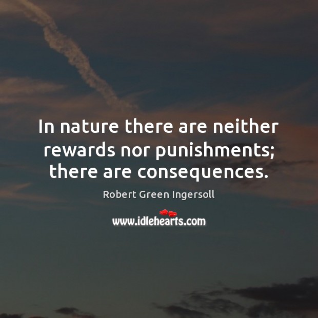 In nature there are neither rewards nor punishments; there are consequences. Robert Green Ingersoll Picture Quote