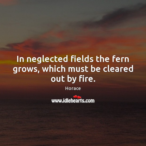 In neglected fields the fern grows, which must be cleared out by fire. Horace Picture Quote