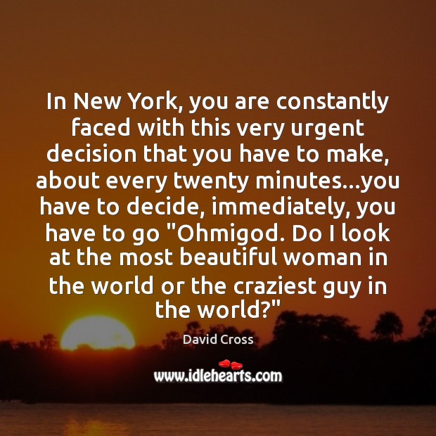 In New York, you are constantly faced with this very urgent decision David Cross Picture Quote
