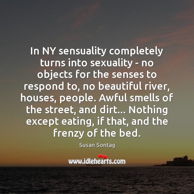 In NY sensuality completely turns into sexuality – no objects for the Susan Sontag Picture Quote